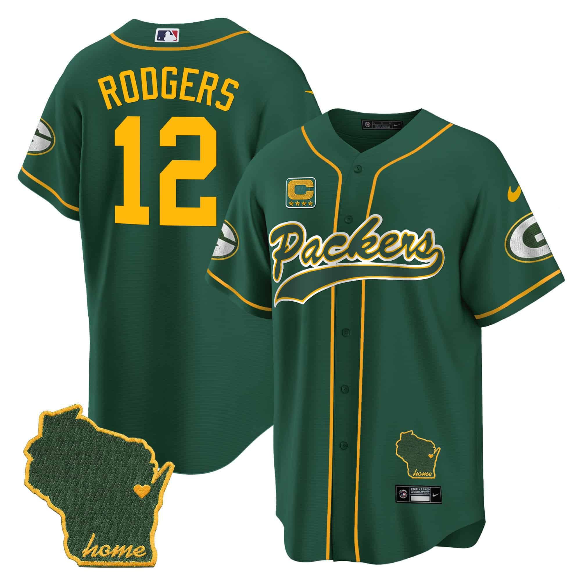 Men Green Bay Packers #12 Rodgers Green 2024 Nike Home Patch Baseball NFL Jersey style 1->indianapolis colts->NFL Jersey